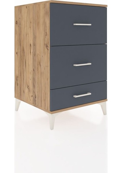 Kronos Komodin 3 Çekmeceli 60X59X96 Çam-Antrasit fiyatları