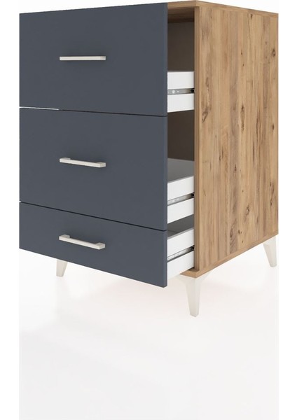 Kronos Komodin 3 Çekmeceli 60X59X96 Çam-Antrasit fırsatları