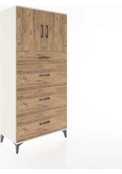 Hyperion Dolap Tek Raflı 4 Çekmeceli 2 Kapaklı 88X44X182 Aytaşı-Çam fiyatları