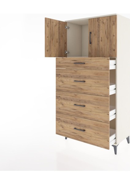Hyperion Dolap Tek Raflı 4 Çekmeceli 2 Kapaklı 88X44X182 Aytaşı-Çam fırsatları