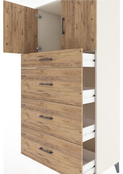 Hyperion Dolap Tek Raflı 4 Çekmeceli 2 Kapaklı 88X44X182 Aytaşı-Çam indirimleri