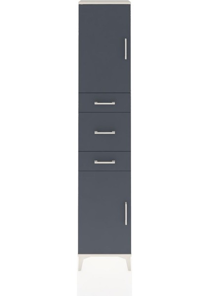 Arges Dolap 3 Raflı 3 Çekmeceli 2 Kapaklı 44X30X221 Aytaşı-Antrasit