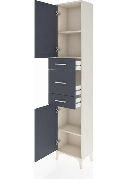 Arges Dolap 3 Raflı 3 Çekmeceli 2 Kapaklı 44X30X221 Aytaşı-Antrasit fırsatları