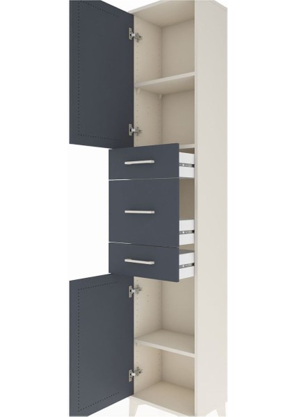 Arges Dolap 3 Raflı 3 Çekmeceli 2 Kapaklı 44X30X221 Aytaşı-Antrasit indirimleri