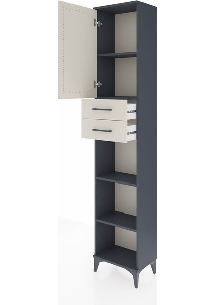 Arges Dolap 4 Raflı 2 Çekmeceli Tek Kapaklı 44X30X221 Antrasit-Aytaşı fırsatları