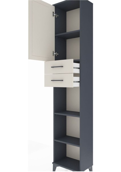 Arges Dolap 4 Raflı 2 Çekmeceli Tek Kapaklı 44X30X221 Antrasit-Aytaşı indirimleri