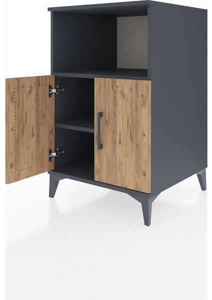 Kronos Komodin 2 Raflı 2 Kapaklı 60X59X96 Antrasit-Çam fırsatları