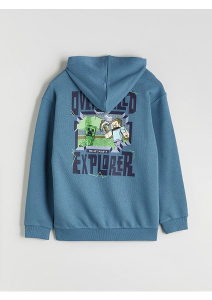 Yeni Sezon Kapüşonlu Minecraft Baskılı Erkek Çocuk Sweatshirt