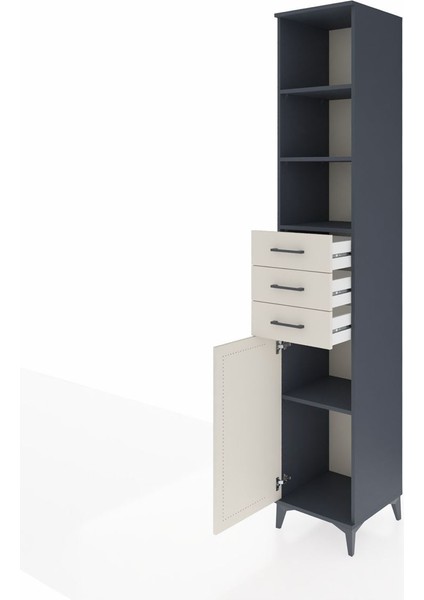 Hyperion Dolap 4 Raflı 3 Çekmeceli Tek Kapaklı 44X44X243 Antrasit-Aytaşı fırsatları