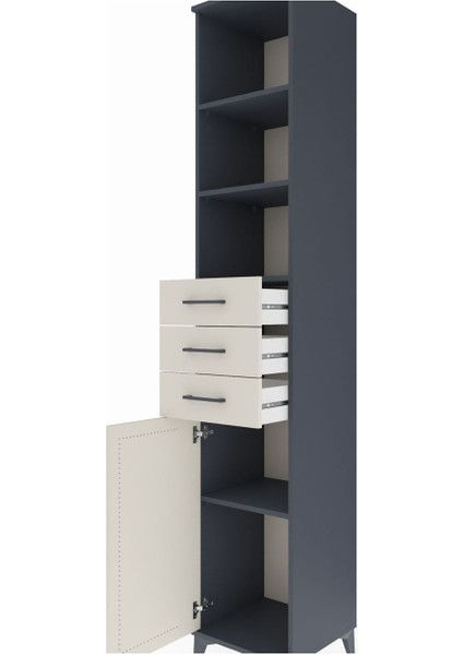 Hyperion Dolap 4 Raflı 3 Çekmeceli Tek Kapaklı 44X44X243 Antrasit-Aytaşı indirimleri