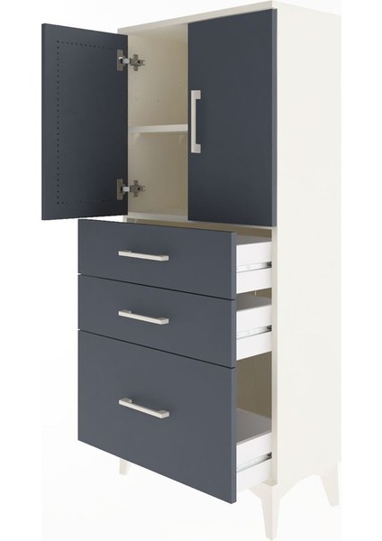 Arges Dolap 2 Raflı 3 Çekmeceli 2 Kapaklı 60X30X134 Aytaşı-Antrasit fırsatları
