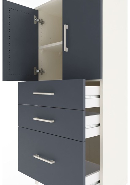 Arges Dolap 2 Raflı 3 Çekmeceli 2 Kapaklı 60X30X134 Aytaşı-Antrasit indirimleri