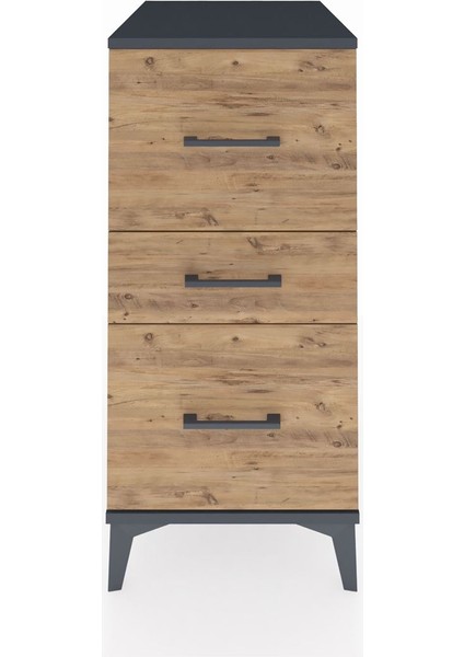 Kronos Komodin 3 Çekmeceli 44X59X96 Antrasit-Çam