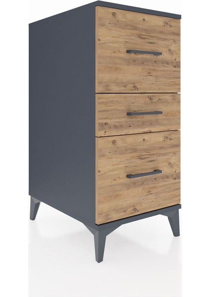 Kronos Komodin 3 Çekmeceli 44X59X96 Antrasit-Çam fiyatları