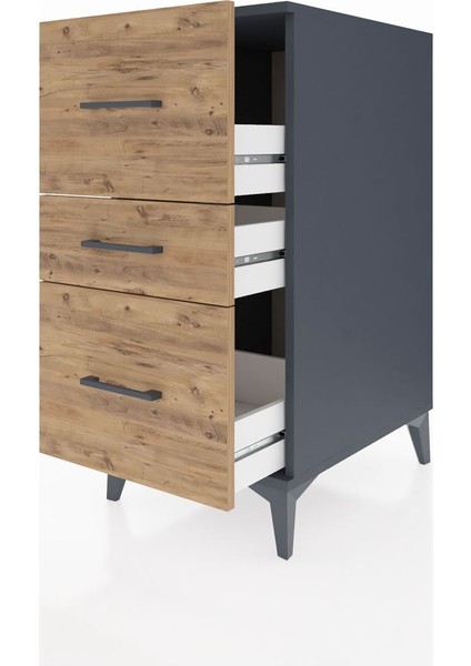 Kronos Komodin 3 Çekmeceli 44X59X96 Antrasit-Çam fırsatları