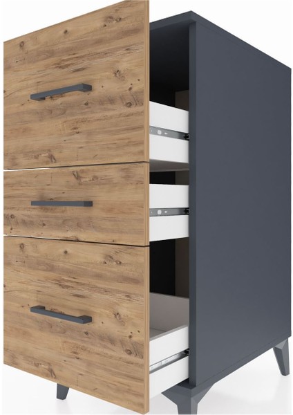 Kronos Komodin 3 Çekmeceli 44X59X96 Antrasit-Çam indirimleri