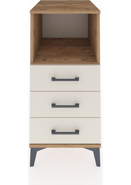 Kronos Komodin Tek Raflı 3 Çekmeceli 44X59X96 Çam-Aytaşı