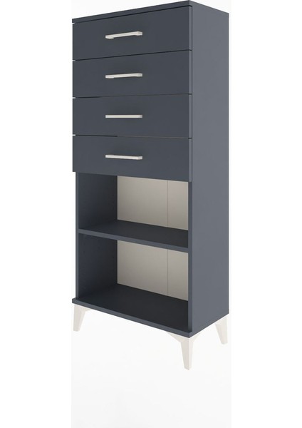 Arges Dolap Tek Raflı 4 Çekmeceli 60X30X134 Antrasit-Antrasit modelleri