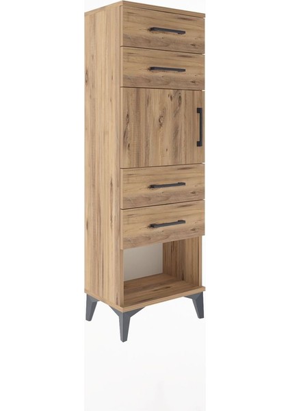 Arges Dolap Tek Raflı 4 Çekmeceli Tek Kapaklı 44X30X134 Çam-Çam fiyatları