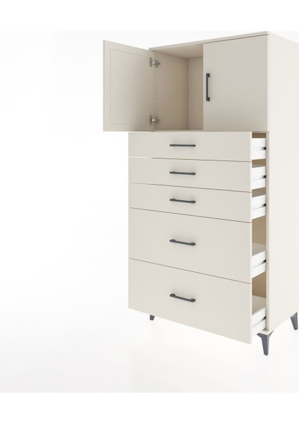 Hyperion Dolap Tek Raflı 5 Çekmeceli 2 Kapaklı 88X44X182 Aytaşı-Aytaşı fırsatları