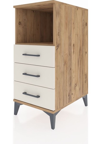 Kronos Komodin Tek Raflı 3 Çekmeceli 44X59X96 Çam-Aytaşı modelleri