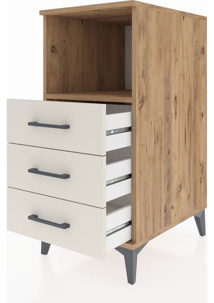 Kronos Komodin Tek Raflı 3 Çekmeceli 44X59X96 Çam-Aytaşı fırsatları