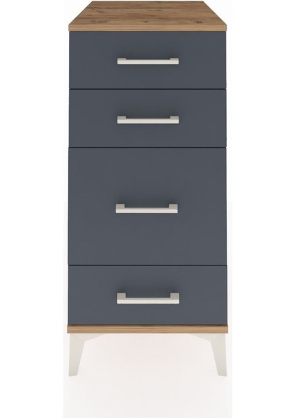 Kronos Komodin 4 Çekmeceli 44X59X96 Çam-Antrasit