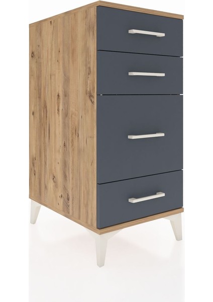 Kronos Komodin 4 Çekmeceli 44X59X96 Çam-Antrasit fiyatları