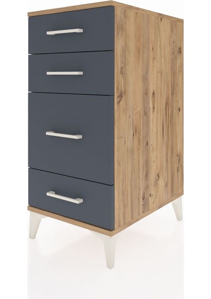 Kronos Komodin 4 Çekmeceli 44X59X96 Çam-Antrasit modelleri