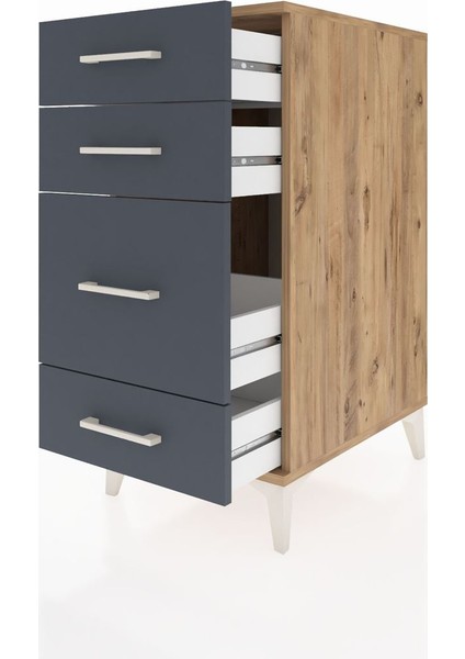 Kronos Komodin 4 Çekmeceli 44X59X96 Çam-Antrasit fırsatları