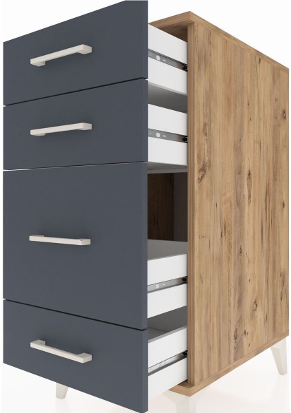 Kronos Komodin 4 Çekmeceli 44X59X96 Çam-Antrasit indirimleri