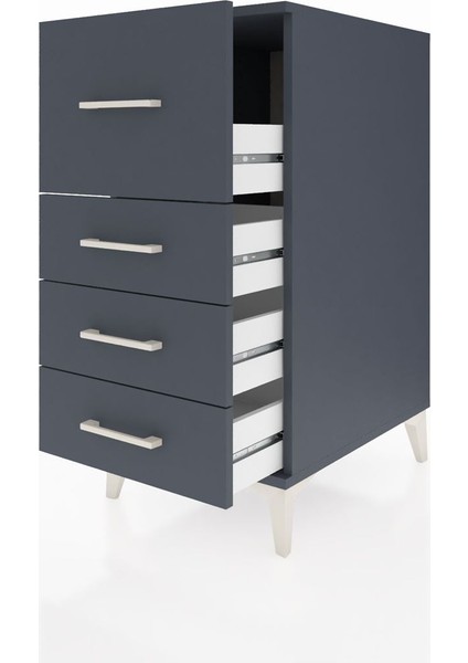 Kronos Komodin 4 Çekmeceli 44X59X96 Antrasit-Antrasit fırsatları