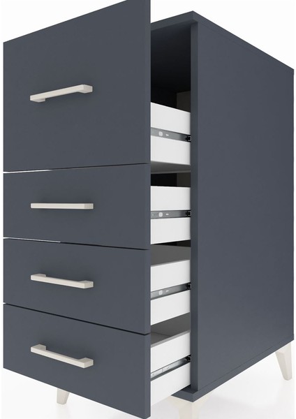 Kronos Komodin 4 Çekmeceli 44X59X96 Antrasit-Antrasit indirimleri