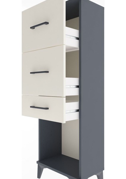 Arges Dolap 3 Çekmeceli 44X30X134 Antrasit-Aytaşı indirimleri