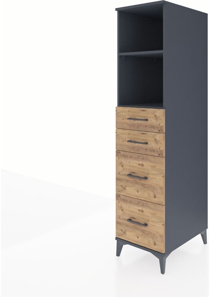 Kronos Dolap 2 Raflı 4 Çekmeceli 44X59X182 Antrasit-Çam modelleri