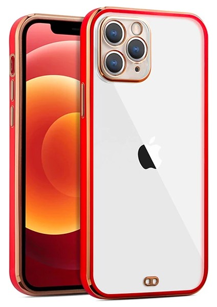 iPhone 11 Pro 5.8inç Gold Çerçeve Kamera Korumalı Silikon Bumper KILIF-(1903)