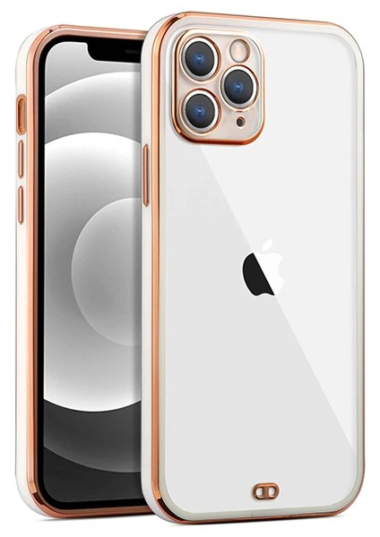 iPhone 11 Pro 5.8inç Gold Çerçeve Kamera Korumalı Silikon Bumper KILIF-(1903) fiyatları