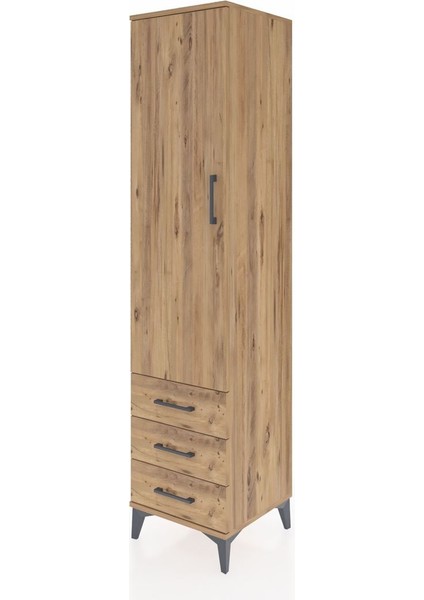 Hyperion Dolap 4 Raflı 3 Çekmeceli Tek Kapaklı 44X44X195 Çam-Çam modelleri