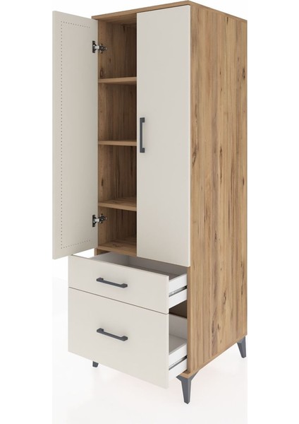 Kronos Dolap 4 Raflı 2 Çekmeceli 2 Kapaklı 60X59X182 Çam-Aytaşı fırsatları