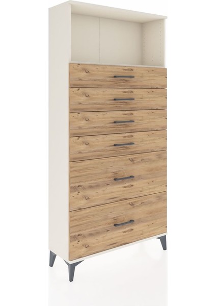 Arges Dolap Tek Raflı 6 Çekmeceli 88X30X182 Aytaşı-Çam fiyatları