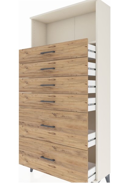 Arges Dolap Tek Raflı 6 Çekmeceli 88X30X182 Aytaşı-Çam indirimleri