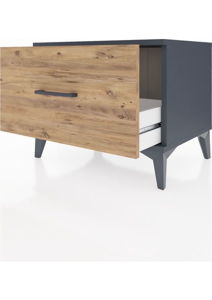 Hyperion Komodin Tek Çekmeceli 60X44X48 Antrasit-Çam fırsatları