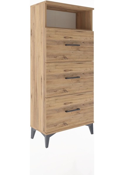 Arges Dolap Tek Raflı 3 Çekmeceli 60X30X134 Çam-Çam fiyatları