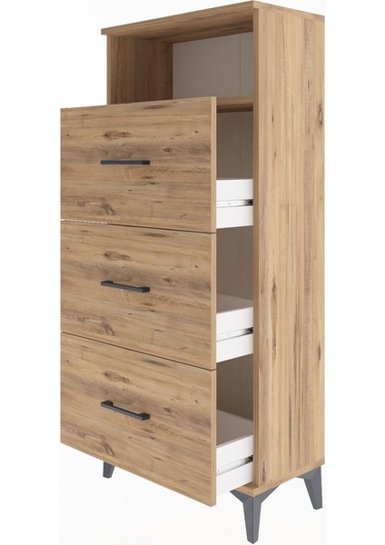 Arges Dolap Tek Raflı 3 Çekmeceli 60X30X134 Çam-Çam fırsatları