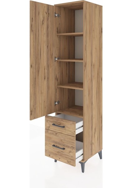 Hyperion Dolap 4 Raflı 2 Çekmeceli Tek Kapaklı 44X44X195 Çam-Çam fırsatları