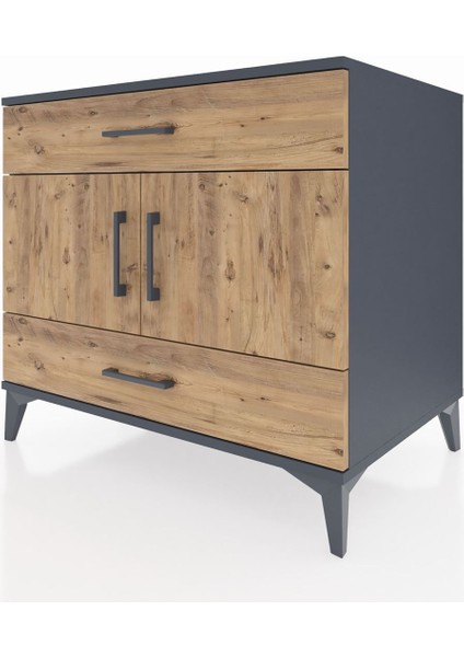 Kronos Şifonyer 2 Raflı 2 Çekmeceli 2 Kapaklı 88X59X80 Antrasit-Çam modelleri