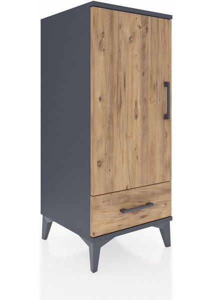 Hyperion Komodin 2 Raflı Tek Çekmeceli Tek Kapaklı 44X44X106 Antrasit-Çam fiyatları