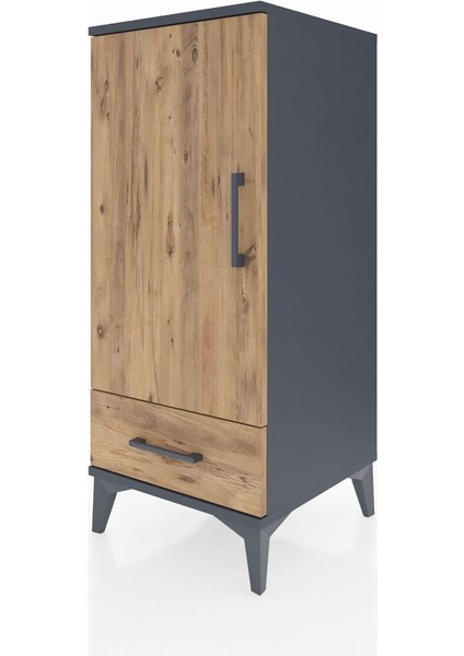 Hyperion Komodin 2 Raflı Tek Çekmeceli Tek Kapaklı 44X44X106 Antrasit-Çam modelleri