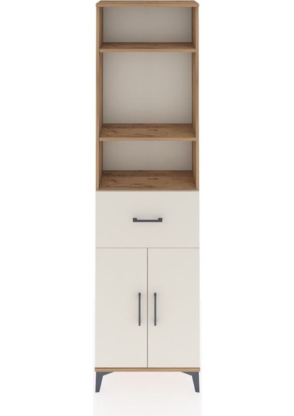 Arges Dolap 4 Raflı Tek Çekmeceli 2 Kapaklı 60X30X221 Çam-Aytaşı