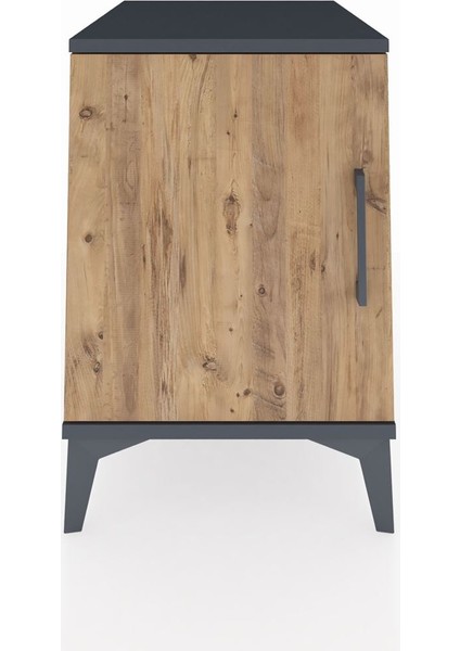 Kronos Komodin 2 Raflı Tek Kapaklı 44X59X64 Antrasit-Çam